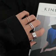 We Flower 3PCs Stylish Punk Silver Ring for Women Korean Fashion Finger Jewelry thumbnail