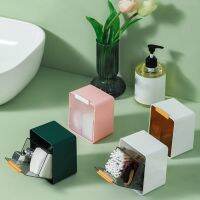 【jw】┅  Storage with Lid Dust-proof Makeup Cotton Punch Wall Hanging 2 Grids Swab Holder for