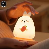 LED Silicone Lamp for Children Cute Animal Pig Rabbit Touch Sensor Dimmable Kid Holiday Gift Rechargeable Bedroom Night Light Night Lights