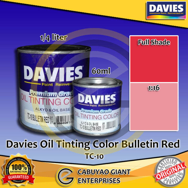 Davies Oil Tinting Color Alkyd and Oil Base TC10 Bulletin Red [ 1/4