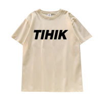 Tihik เสื้อยืดแขนเสื้อแขนสั้นคอกลมพิมพ์ลายตัวอักษรขนาดใหญ่ของเกาหลีสำหรับผู้หญิง