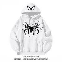 XLX-2023 American Retro Hiphop Spider-Man Hooded Sweatshirtสำหรับผู้ชายและผู้หญิงในฤดูใบไม้ร่วงและฤดูหนาวหลวมและอินเทรนด์เสื้อคู่