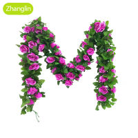 【cw】silk artificial rose vine hanging flowers for wall decoration rattan fake plants leaves garland romantic wedding home decorationTH