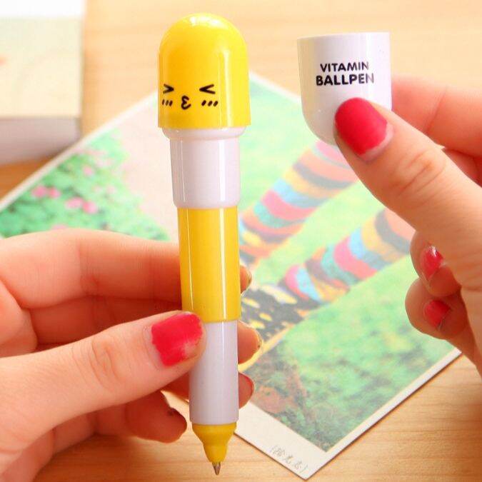 flash-sale-korea-cartoon-pill-capsule-pen-retractable-pen-creative-ballpoint-pen-student-children-gift