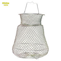 Shininglove Metal Rustproof Fish Basket Collapsible Fishing Net Cage Fish Baskets For Live Fish Robust Easy To Use