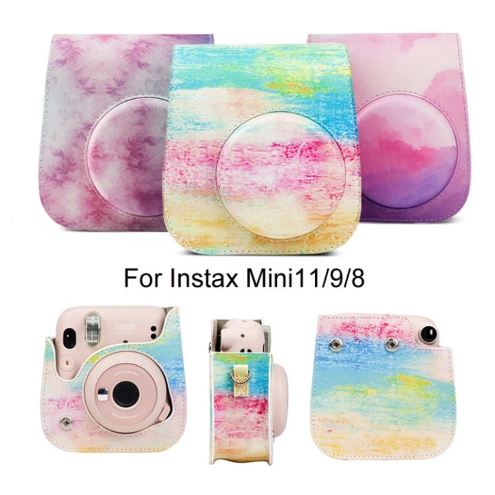 plz-สำหรับ-instax-mini11-9-8หุ้มพียูฝาครอบป้องกันกระเป๋ากล้องย้อนยุค