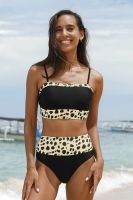 hotx 【cw】 Leopard Print Patchwork Set Piece Tankini 2022 Lace-up Boho Beachwears Bathing Suits