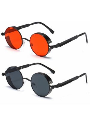 Metal Steampunk Sunglasses Men Women Fashion Round Glasses Brand Designer Vintage Sun Glasses High Quality Oculos de sol 2021 Cycling Sunglasses