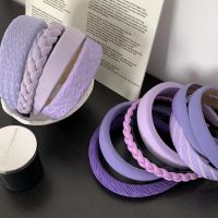 【Ready Stock】 ♧❐ C18 Korea All-match Fabric Sponge Face Wash Headband Female Purple Sweet Headband Hair Accessories