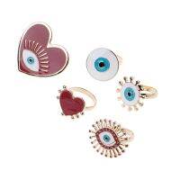 5Pcs Heart Enamel Evil Eye เปิดผู้หญิงแหวนยุ้ยเครื่องประดับแฟชั่น