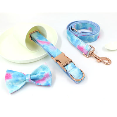 Personalized Peacocks Pattern Pet Dog Collar Tow Rope Set with Bow Tie &amp; leash For Small Medium Dogs New Fashion Pet Supplies