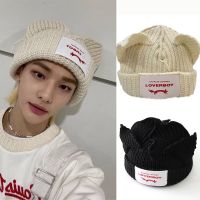 【YD】 StrayKids HyunJin Knitted Hat WAYV HENDERY Wool Ear Warm Cap Couple Gifts