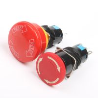 3/6pins 30mm Mushroom Emergency Stop Pushbutton Switch 16mm Mounting Hole 1NO1NC/2NO2NC Latching E stop Switch