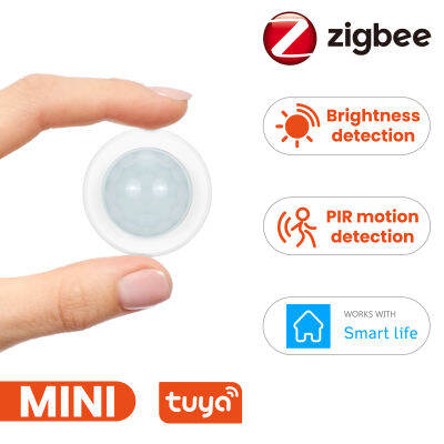 Tuya Zigbee 3.0 Mini PIR Motion Movement เครื่องตรวจจับร่างกายมนุษย์พร้อมความสว่าง Luminance Sensor Lux Meter Home Security Alarm