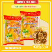 Combo 2 túi kẹo chuối cuộn bánh tráng đậu mè, kẹo chuối gừng Bến Tre 450g