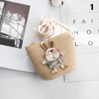 New Arrival Children Straw Woven Bags Cartoon Girl Purse Summer Beach Handbags Shoulder Crossbody Bags