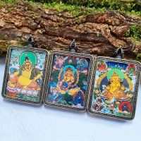 Thangka Tibetan Ethnic Style Portable Buddha Pendant Huang Caishen Benetal Buddha ชายและหญิงสามารถเปิดกล่อง Gauwu ขนาดเล็กได้