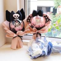 Sanrio Bouquet Kuromi Mymelody Cinnamoroll Plushie น่ารักตุ๊กตาตัวการ์ตูนนุ่มนิ่มน่ารักเด็กผู้หญิงวาเลนไทน์ของขวัญคริสต์มาสวันเกิด