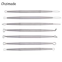 Chzimade เครื่องมือทำแบบจำลองดินอบอะลูมิเนียมเหล็กกล้าไร้สนิม7ชิ้นเครื่องมือทำเครื่องปั้นดินเผาเซรามิกเครื่องมือปั้นเครื่องมือปลายริบบิ้นลวดแกะสลัก