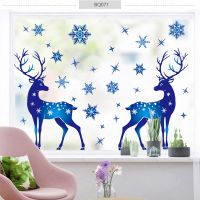 【cw】 Christmas DecorationsStickers Glass WindowDecoration Sticker ChristmasElk Electrostatic Wall Stickers 【hot】