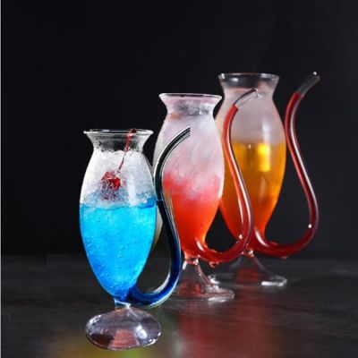 【CW】♤  Goblet Glass Mug with for Cold Drink Use and Night Bar Drinking Wine Juice Cup