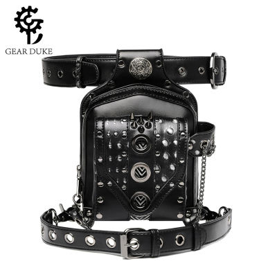 New Small Square Bag European And American Mens Belt Bag Motorcycle Rivet Chain Bag Motorcycle Outdoor Cycling Fixture