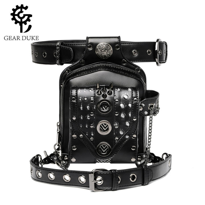 new-small-square-bag-european-and-american-mens-belt-bag-motorcycle-rivet-chain-bag-motorcycle-outdoor-cycling-fixture