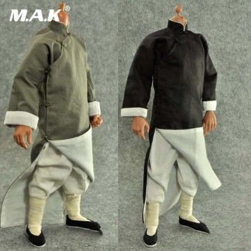 เสื้อผ้าตุ๊กตา kung fu สีเทา/สีดํา 1/6 สำหรับฟิกเกอร์ 12"