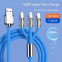 120W Fast Charging One Dragging And Three Data Cables Are Suitable For iPhone Type-c MicroUSB Three-in-one Mobile Phone Charging