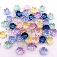 40Pcs 10mm Colorful 3D Flower Nail Art Ab Crystal Rhinestone 1 Hole Buttons Appliques Scrapbook DIY Manicure Accessories Carfts Haberdashery