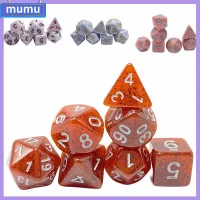 MUMU 7Pcs/set ลายจุด ลูกเต๋า DND 7-Die Table Game D4 D6 D8 D10 D12 D20 ลูกเต๋าหลายด้าน ทนทานต่อการใช้งาน เกมปาร์ตี้ปาร์ตี้ ลูกเต๋าเกม TRPG DND