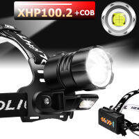 2021Powerful XHP100.2 Headlamp USB Rechargeable Led With COB Light XHP70.2 Powerful Headlight Hunting Lantern Waterproof Use 3x18650