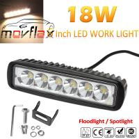 MovFlax รถบรรทุกไฟตัดหมอกไฟบาร์ LED กันน้ำ6นิ้ว12V/24V 2000K 2150LM 18W/ออฟโร้ด