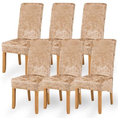 Pack of 6 High Back Chair Covers Glitter Ice Velvet Fabric Chair Seat Cover Slipcover for Resterant Hotel Wedding Party