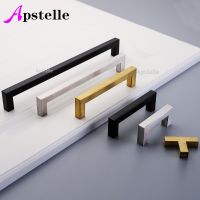 Apstelle Door Handl Stainless Steel Kitchen Pull Square Kitchen Furniture Silver Black Kitchen Door Handl European Style cabinet Door Hardware