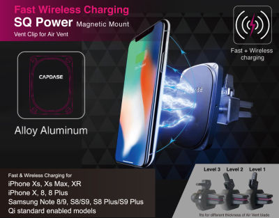Capdase SQ Power Fast Wireless Charging Magnetic Mount Vent-Clip for Air Vent