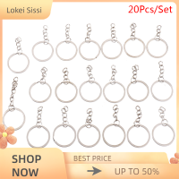 Lokei 20ชิ้น/ล็อต28mm ความยาว Key Gold Silver CHAIN พวงกุญแจกลม