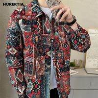 HUKERTIA แจ็กเก็ตผู้ชาย,เสื้อแจ็คการ์ดชนเผ่าลำลอง