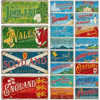 Artisian Britain Scotland Northern Ireland Landmark License Plate England UK Metal Tin Plaque United Kingdom City Car Metal Sign Baking Trays  Pans