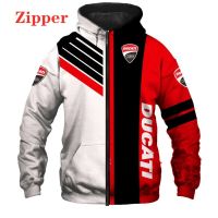 2023 ฤดูใบไม้ร่วงใหม่ Ducati บุรุษรถจักรยานยนต์ Hoodie การพิมพ์ 3D Zipper Sweatshirt แฟชั่นฮาราจูกุชายกีฬาแข่งรถ Hoodie Jacket