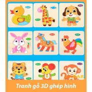 Đồ Chơi Xếp Hình Lắp Ráp Tranh Ghép Gỗ 3D Nhiều Hình Ngộ Nghĩnh Cho Bé