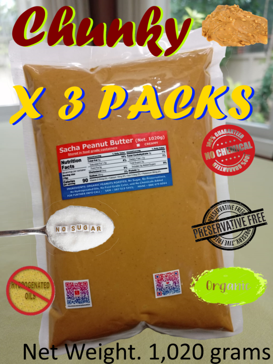 sacha-peanut-butter-1-020-grams-x-3-packs-all-natural-organic-1-020-grams-x-3-แพ็ค-free-delivery-ซาช่า-เนยถั่ว-ส่งฟรี