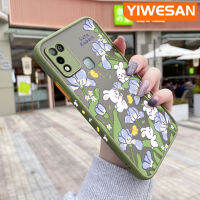 YIWESAN เคสสำหรับ Infinix ขายดี10 Play เคส X688C 11 Play เคสการ์ตูนกระต่ายน่ารักและดอกไม้มีน้ำค้างแข็งโปร่งใสแข็งลายขอบสี่เหลี่ยมด้านข้างปลอกซิลิโคนกล้องกันกระแทกเคสนิ่ม