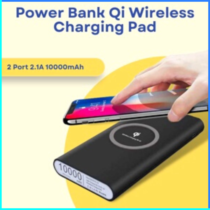 COD Power Bank Qi Wireless Charging Pad 2 Port 2.1A 10000mAh 042