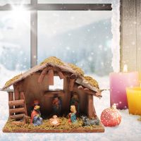 Nativity Scene Statue Figurine Tabletop Christmas Ornaments Resin Jesus Baby Sculpture Christian Religious Gift Church