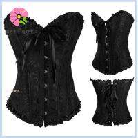 PAS เซ็กซี่ ลูกไม้ขึ้นด้านบน กอธิค Waist Training Cincher Corset Bustier Top Satin Brocade Stays Corset Overbust Boned Waist Shaper