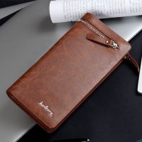 「Layor wallet」กระเป๋าสตางค์แบรนด์ Baellerry,กระเป๋าสตางค์หนังใส่โทรศัพท์มือถือยาวกระเป๋าสตางค์นักธุรกิจชายมีซิปมีห่วง Dompet Koin ที่ใส่บัตรกระเป๋าเงินขนาดใหญ่