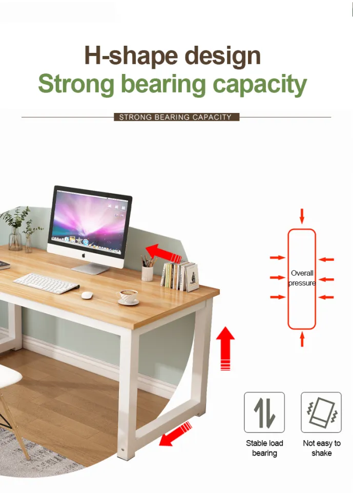 120cm x 60cm x 74cm】Home Office Desk Table Computer Desk Furniture Solid  Wood + Stainless Steel