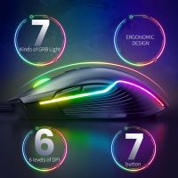 ZZOOI ONIKUMA Wired Gaming Mouse with RGB Light Adjustable 6400 DPI 7 Programmable Buttons Ergonomic Design Mice for PC Compute