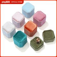 PING3693 พร้อมฝาที่ถอดออกได้ กล่องเครื่องประดับอัญมณี ผ้ากำมะหยี่กำมะหยี่ เหลี่ยมทรงแปดเหลี่ยม กล่องเก็บแหวนคู่ ของใหม่ ประณีตประณีตประณีต กล่องแสดงแหวน แต่งงานในงานแต่งงาน